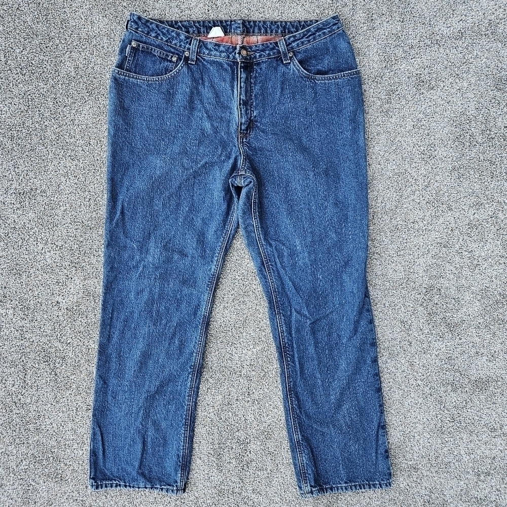 Carhartt Flannel Lined Denim Work Jeans Warm Outdoor Pants Men’s Size 38x31